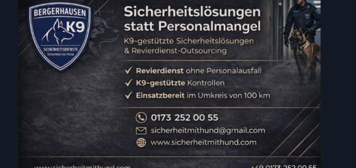 K9 Sicherheitsdienst mit Diensthund im Einsatz – professioneller Objektschutz und Revierdienst mit Hund